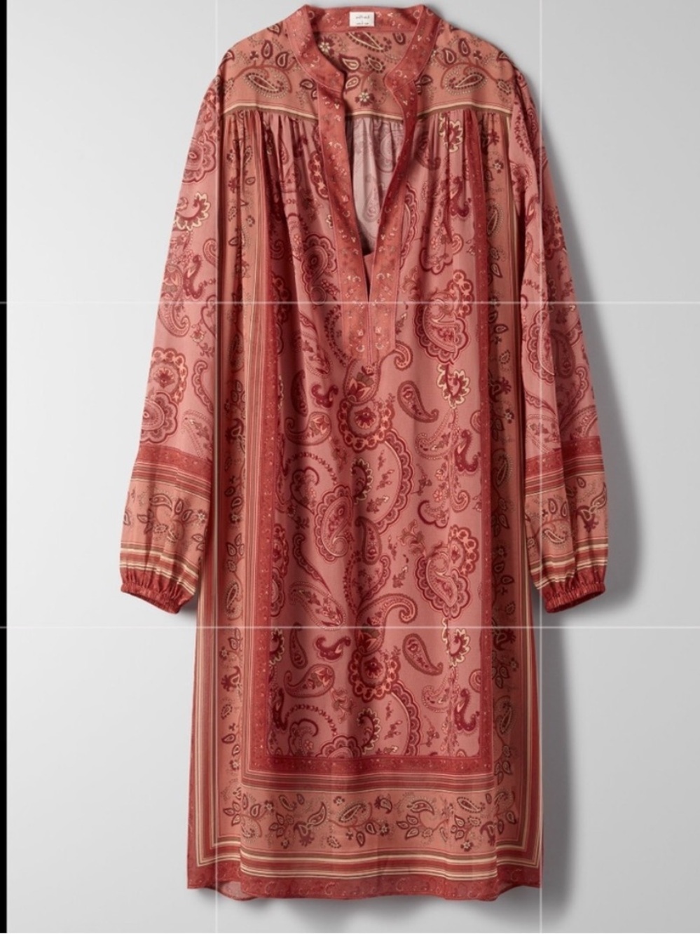 NWT Wilfred Solene Boho Dress Chiffon Long Sleeve Hippie Terracotta Rust Folk - Picture 6 of 13